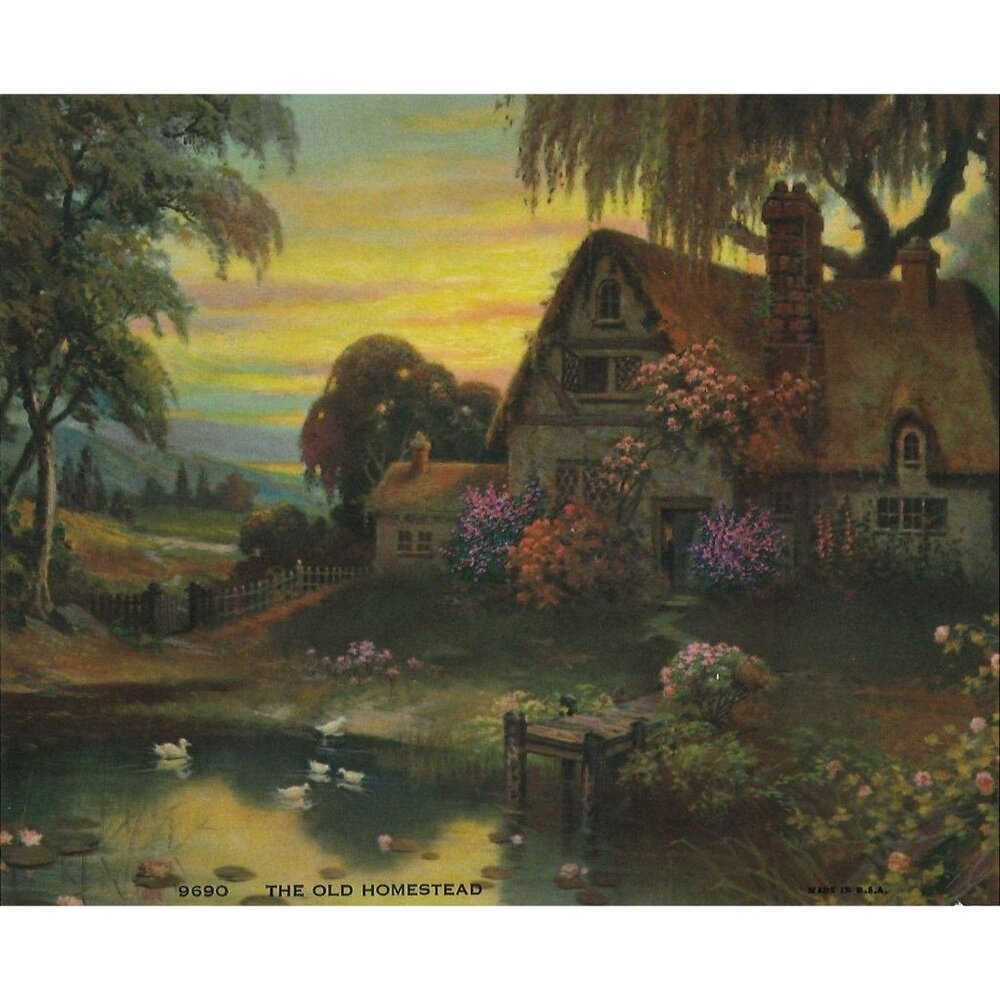 Vintage Calendar Print "The Old Homestead" 5.5x6.75